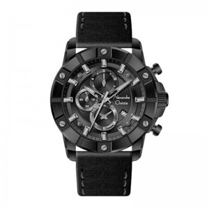 Alexandre Christie AC 6609 Full Black Leather Man MCLIPBA